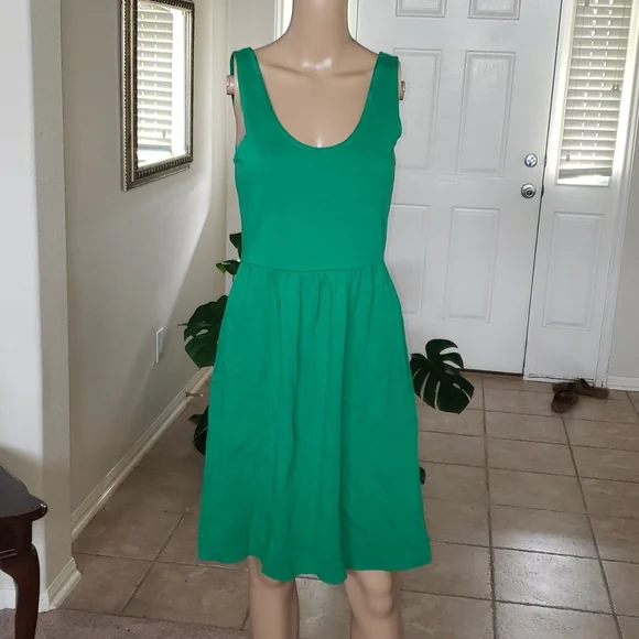 J. Crew | Dresses | J Crew Xs Tight Knit Bright Green Fit Flare Sleeveless Midi  Button Back | Poshmark